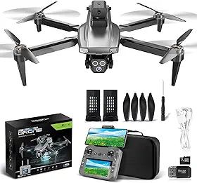Drone com Camera 4K, Drones Profissional com Controle Remoto e 2 Bateria, 360° Rotação, Evitação Inteligente de Obstáculos, Lente Ajustável 90°(Drone HT930)