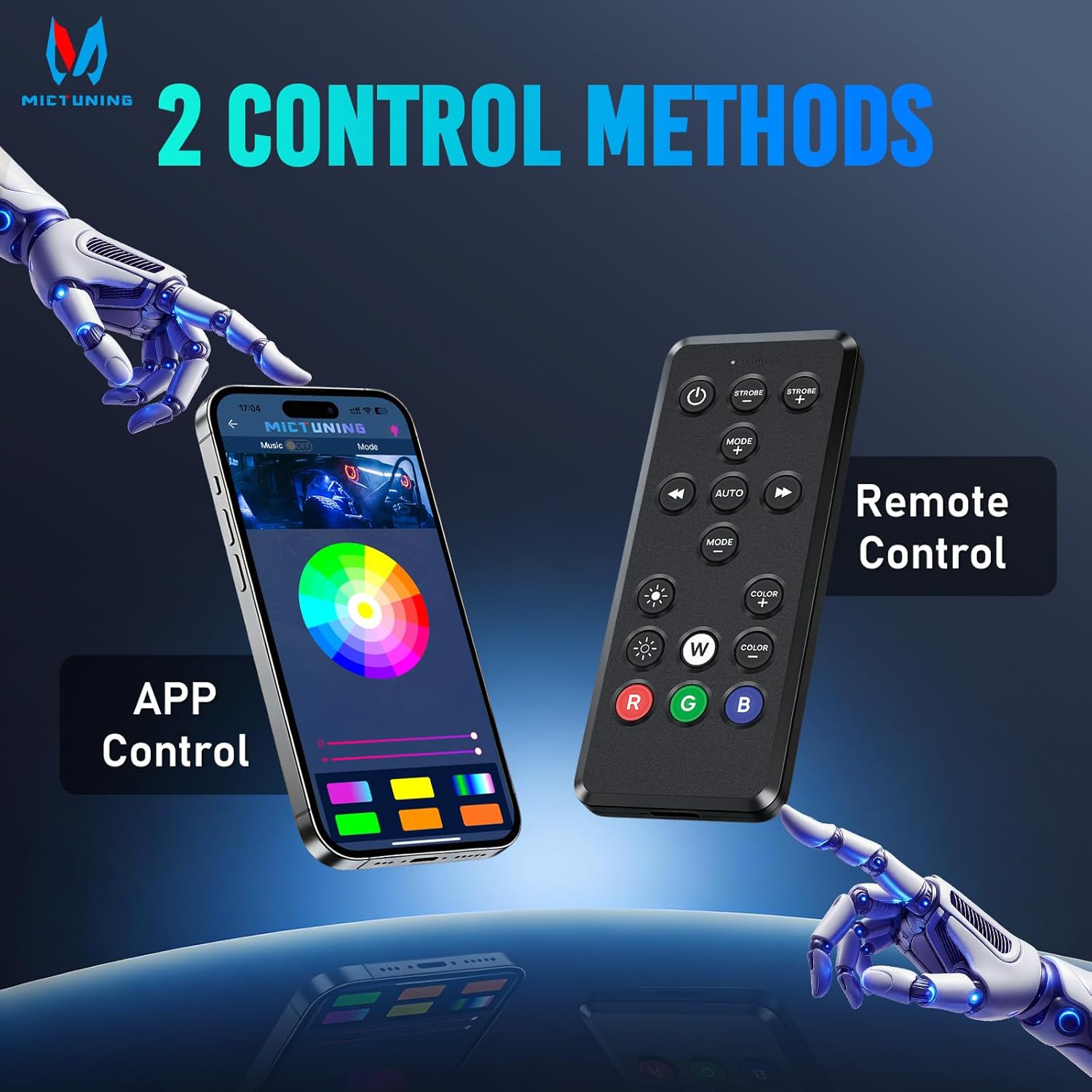 MICTUNING Q1 RGBW LED Rock Lights, APP & Remote Dual Control, 8 Pods Pure Color Underglow Neon Lighting with Wiring Switch Kit for Trucks Cars ATV UTV Golf Carts (2 Year Warranty)