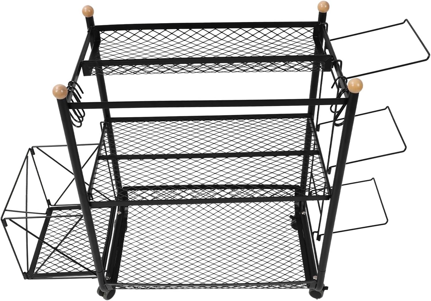 Ball Storage Rack, Space Saving Roller Design Sports Equipment Organizer Large Capacity for Office for Gym (Black)