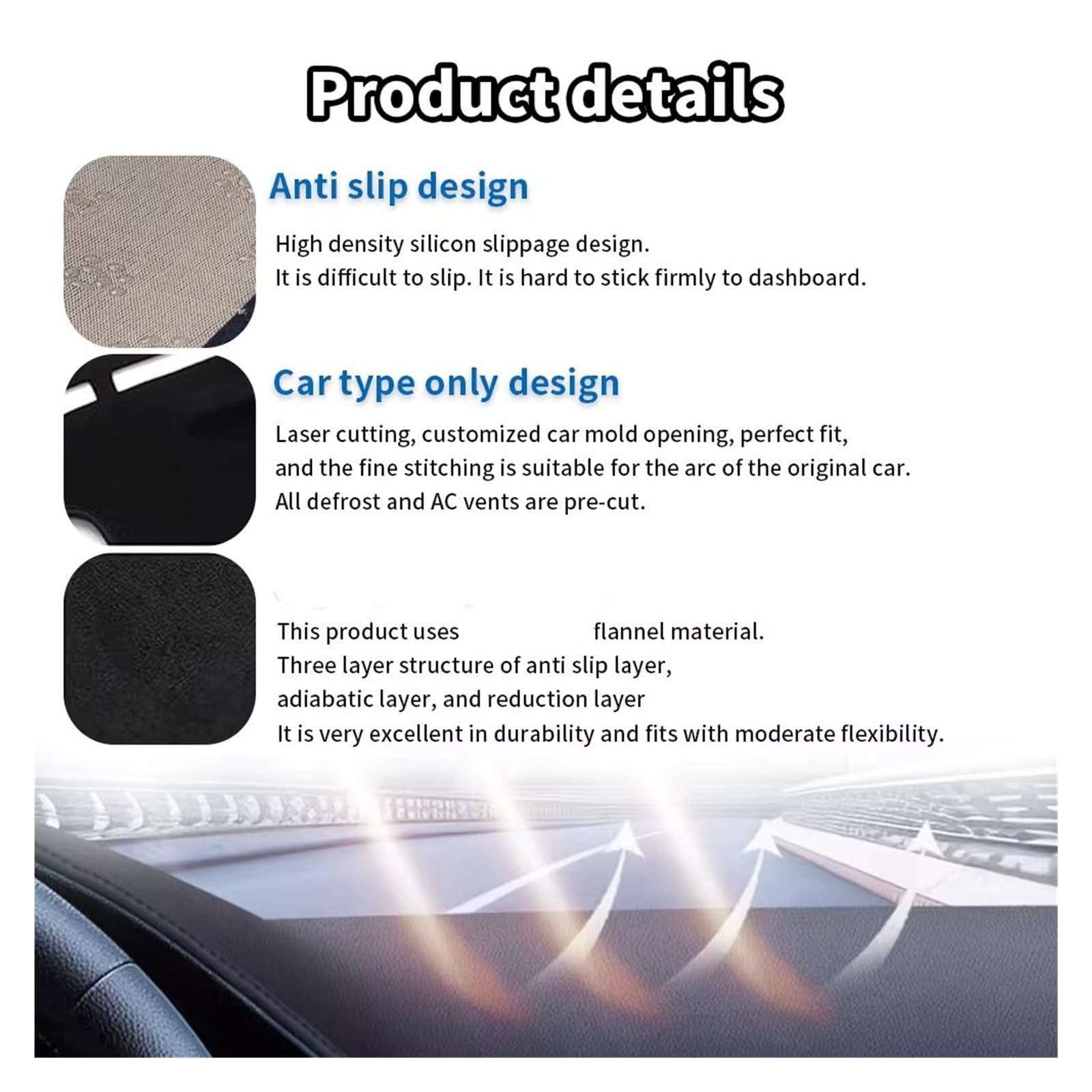 Tapis Tableau Bord intérieur Voiture Tapis Tableau Bord Voiture pour Ford pour Mustang 2024 2025 2026 Protection Pare-Soleil(Black RHD)