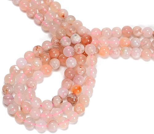 38 cuentas de piedra real, redondas y sueltas de ágata de café de 0.394 pulgadas (0.394 in), piedras preciosas genuinas para bricolaje hechas a