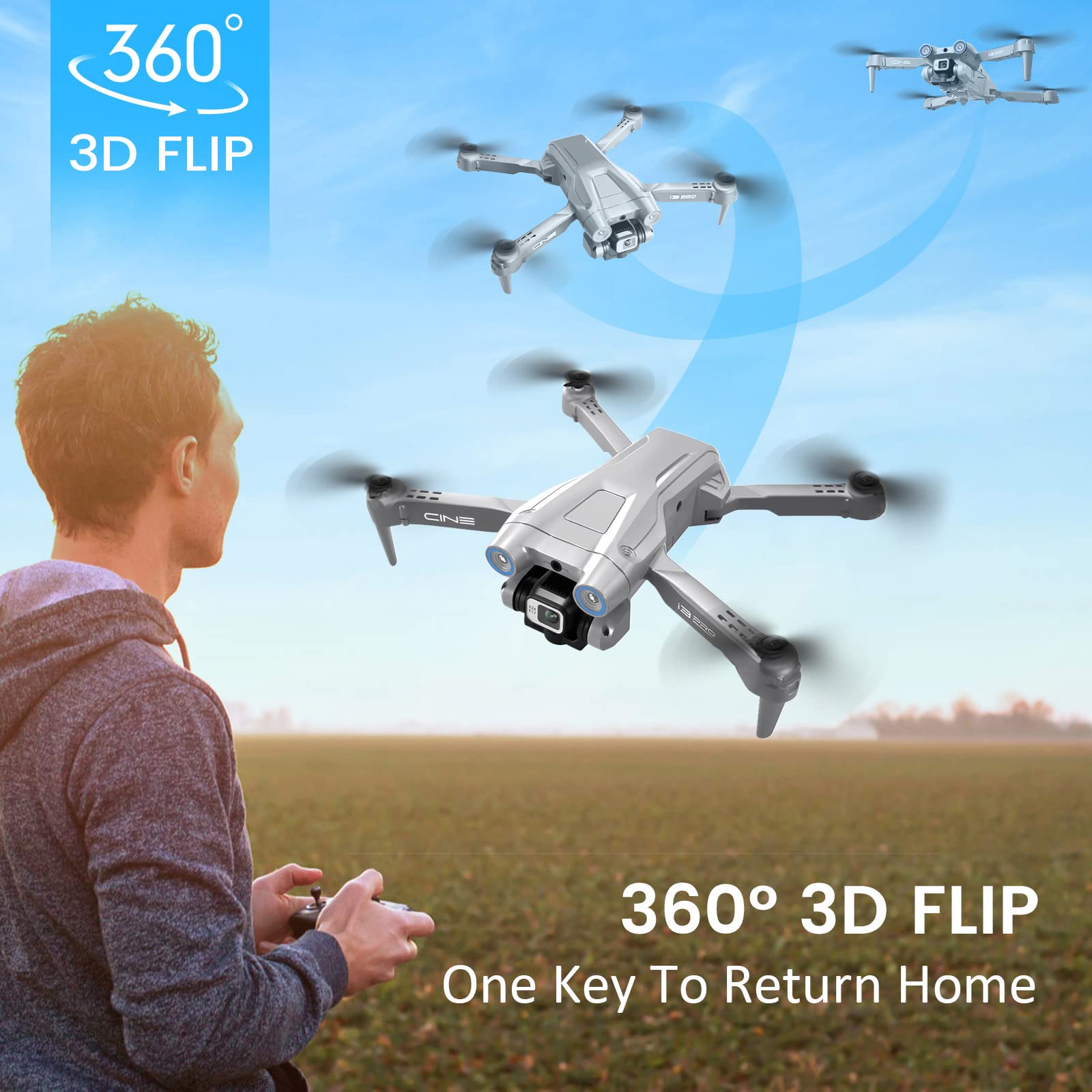 Drone pieghevole con fotocamera per principianti, RC Quadcopter drone con app WIFI FPV Live Video, atteggiamento dell'altezza, modalità headless One-Key, atterraggio per adulti e bambini