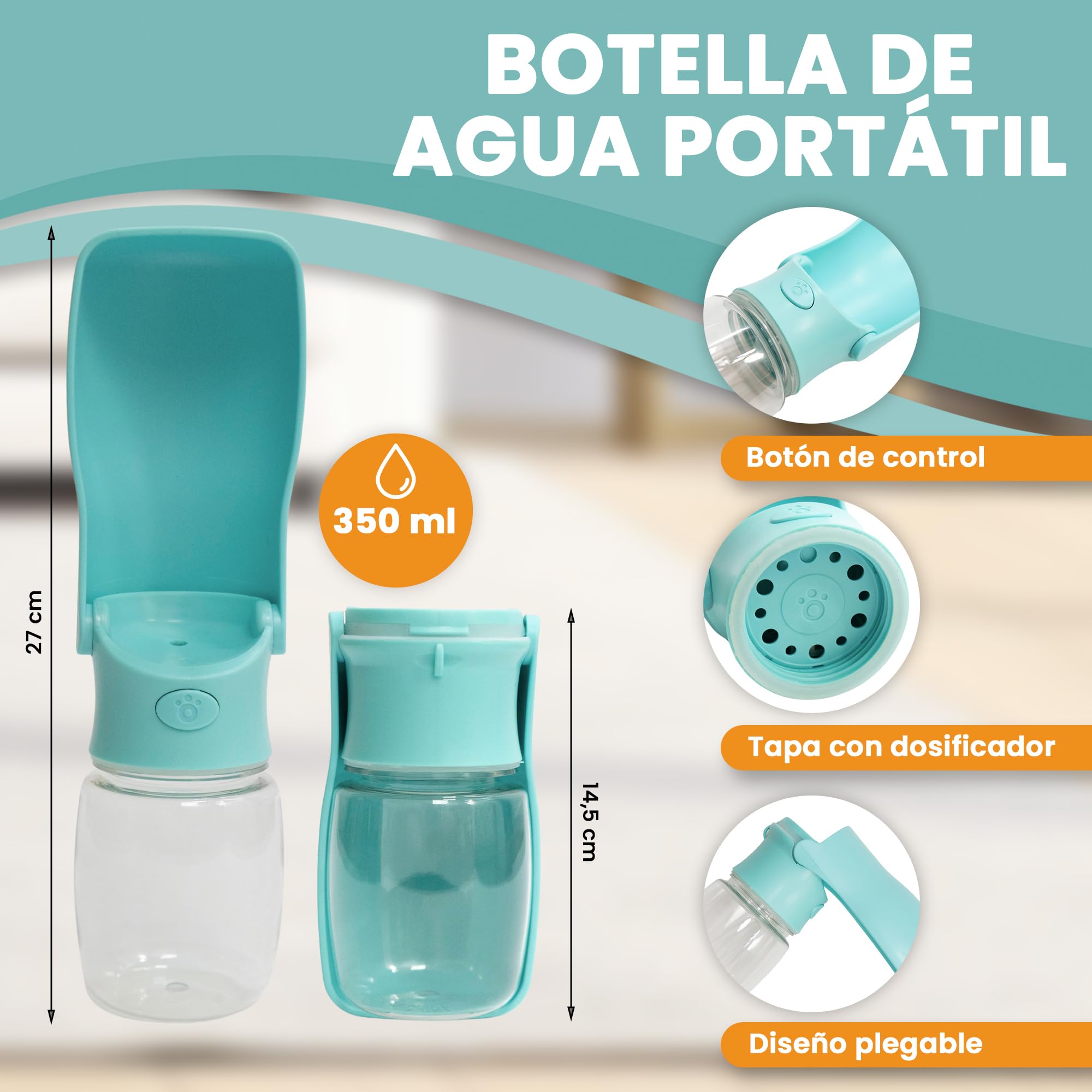 Comedero Perro Elevado de 5 Alturas Ajustables - Comedero Perro Antivoracidad 1x800 ml - Bebedero de Acero 2x1200ml. Cuencos Elevados para Perros Pequeños Medianos y Grandes + Botella Portátil