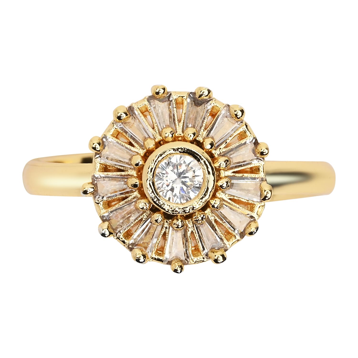 i jewels Gold Plated Adjustable American Diamond Radiant Sunburst Ring for Women (RD006W)-picture-14