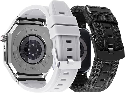 Miniatura 3 de BINLUN Compatible con Apple Watch Band de 1.732 pulgadas, 1.772 pulgadas, paquete de 2 correas de reloj de silicona de acero inoxidable con carcasa