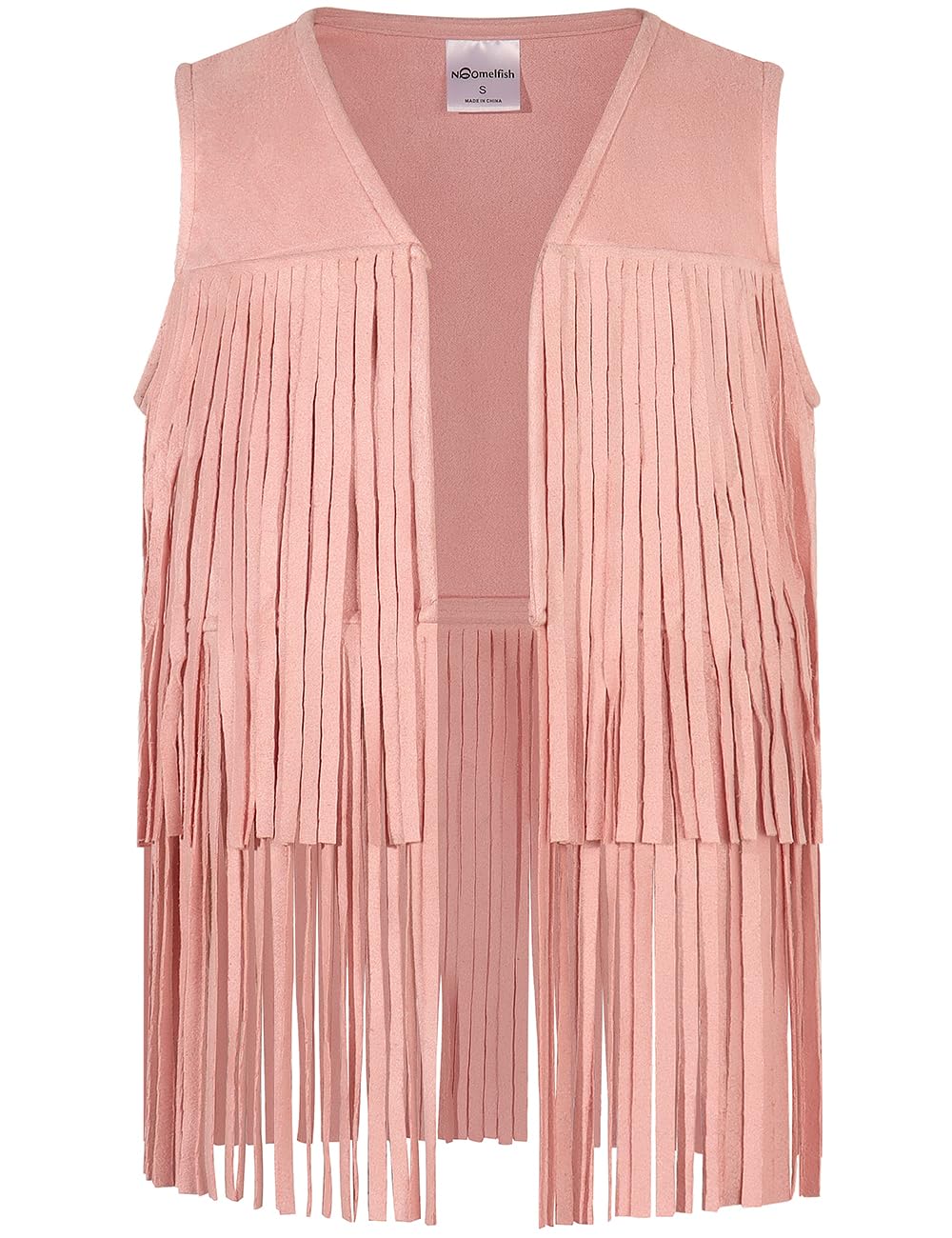 Noomelfish Girls Faux Suede Fringe Vest Sleeveless Boho Tassels Jacket Cardigan (5-12 Years)