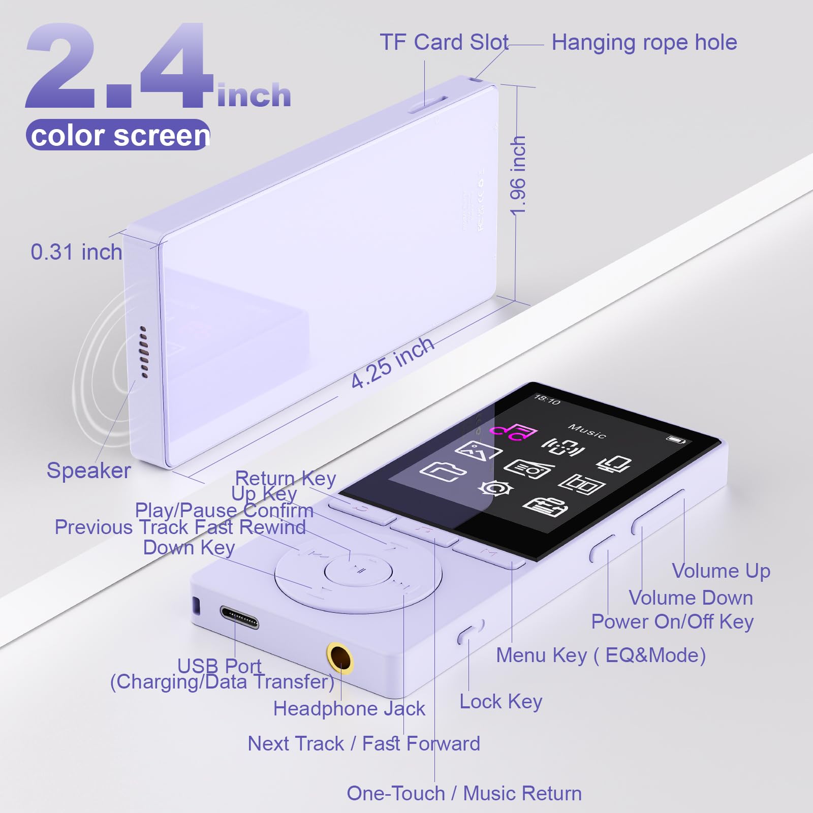 Amazon.com: 64GB MP3 Player with Bluetooth 5.3, Music Player with
