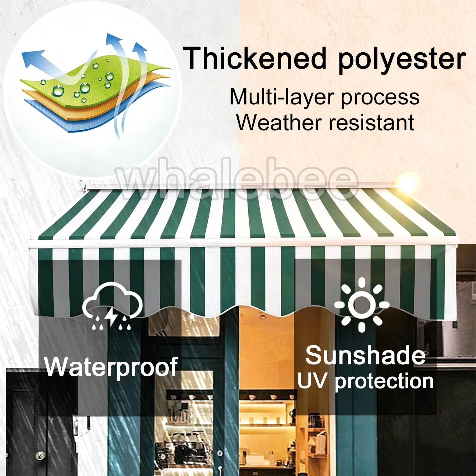 Telo Di Ricambio Per Tenda Da Sole Per Esterno AntiUV(Gray,280x200cm) | copertura di ricambio per Tenda da Sole a Bracci Estensibili Avvolgibile, Poliestere con mantovana Solo tessuto