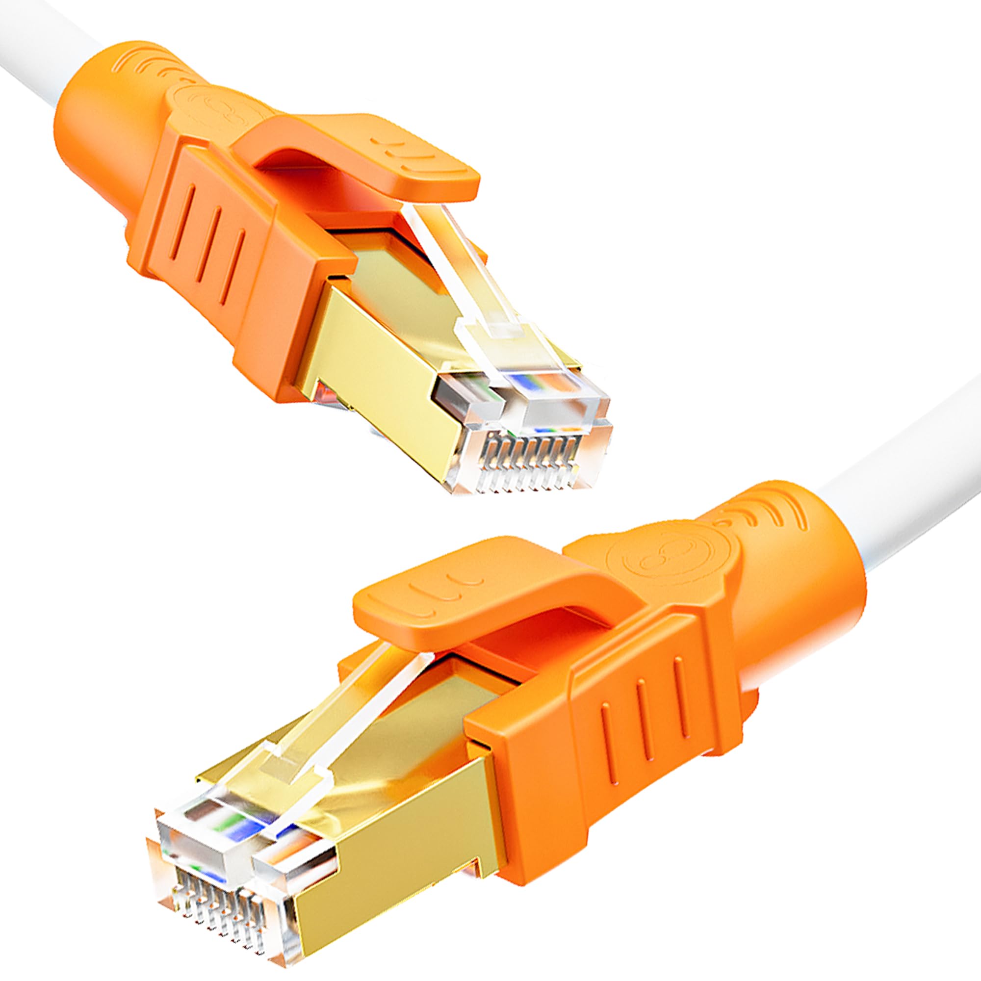 MEIPEK Cat 8 Netzwerkkabel 3m, Lan Kabel 3 Meter 40Gbps 2000MHz High Speed Ethernetkabel, 26AWG SFTP Geschirmt RJ45 Weiß Internetkabel POE Patchkabel für Modem Router