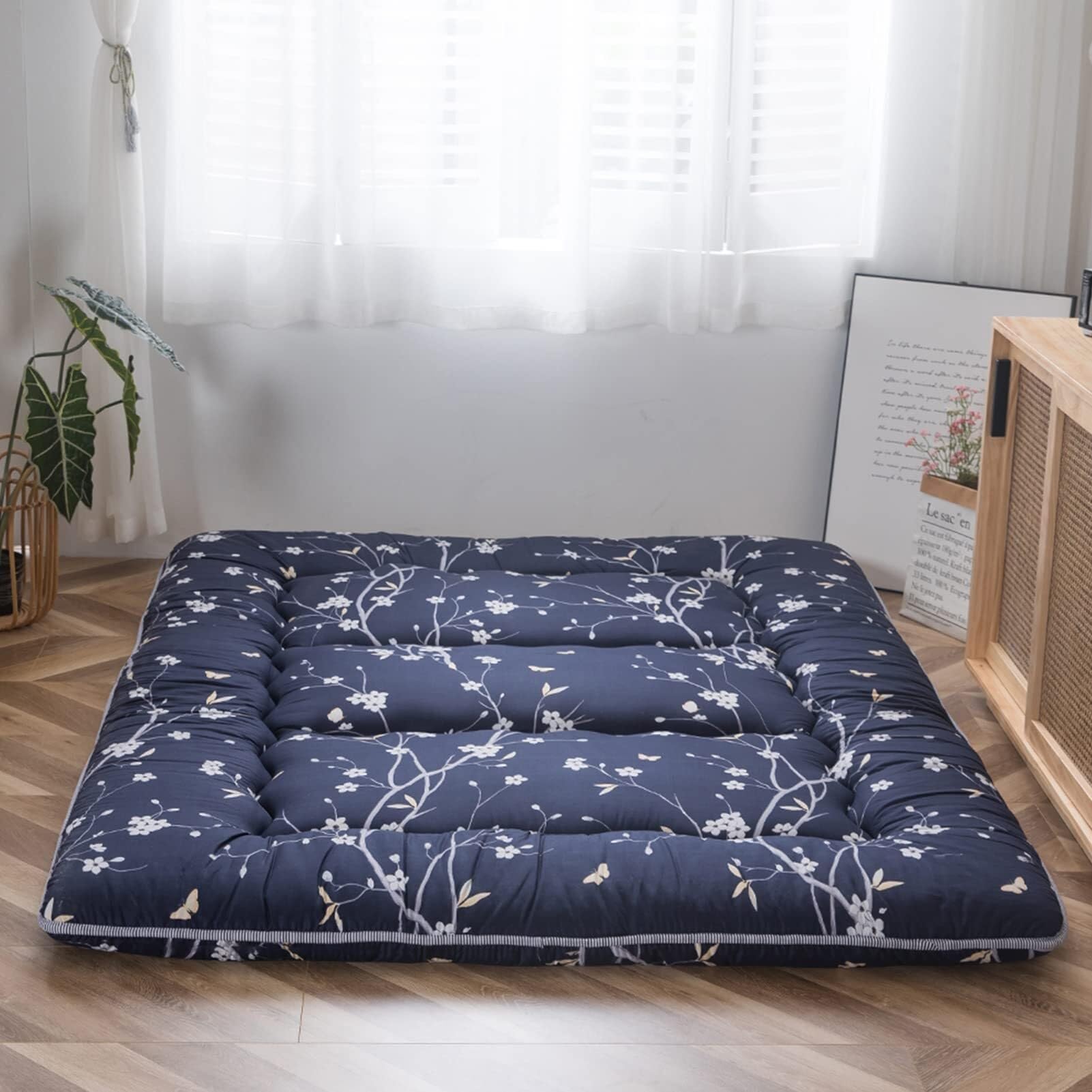 Tappetino per dormire in stile giapponese, portatile, pieghevole, spesso, per adulti, design country, arrotolabile, da campeggio, divano letto reclinabile