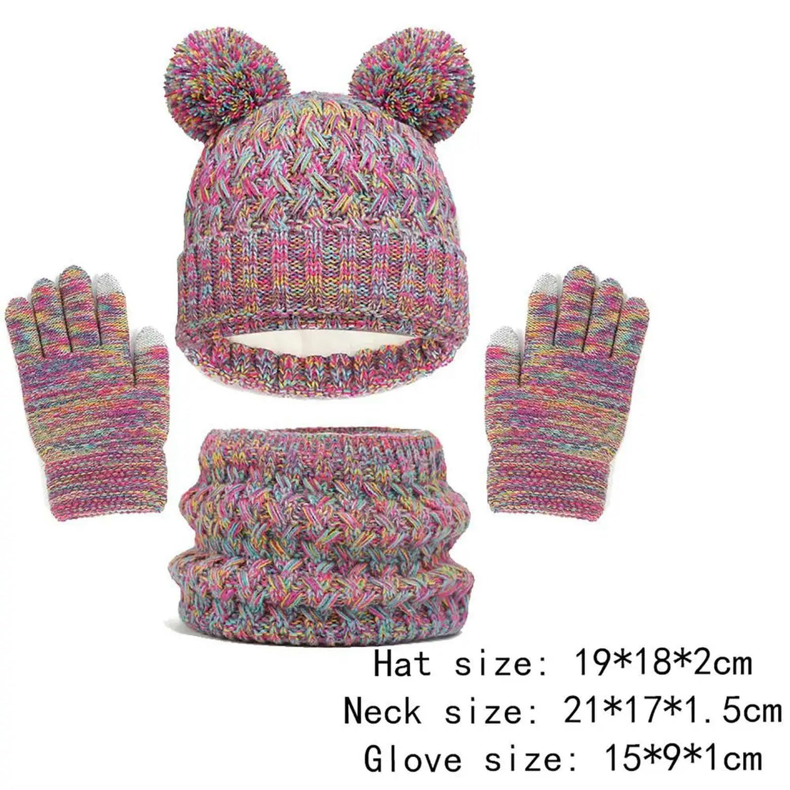 Zonto Wintermütze Schal Handschuh-Sets Winter Warmer Kinderhutschalhandschuhe Set Verdickte Winddichte Kinder Mütze Kapuzenschal Für Kinder