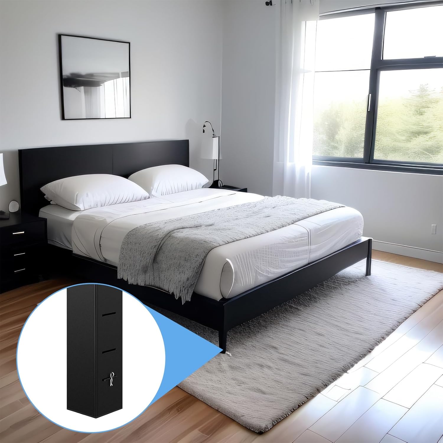 4 Pack Metal Bed Riser for Dorm Room 3.15'' Diameter Square Carbon Steel Bed Risers for Furniture Frame Table Adjustable Height 2.9", 5.1", 8.1" or 11.2" Heights