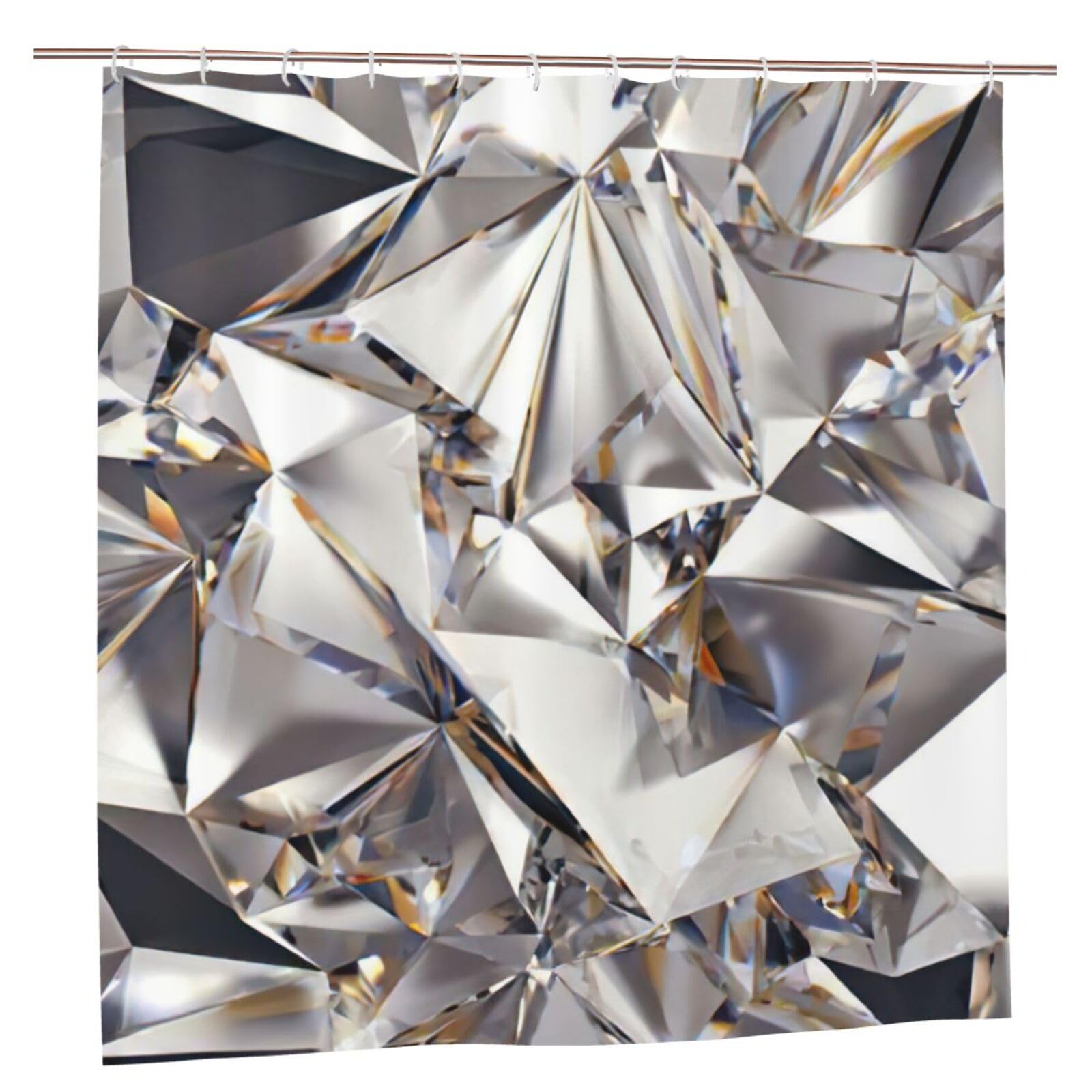 Rideau de douche polyester diamant abstrait étanche avec œillets métalliques