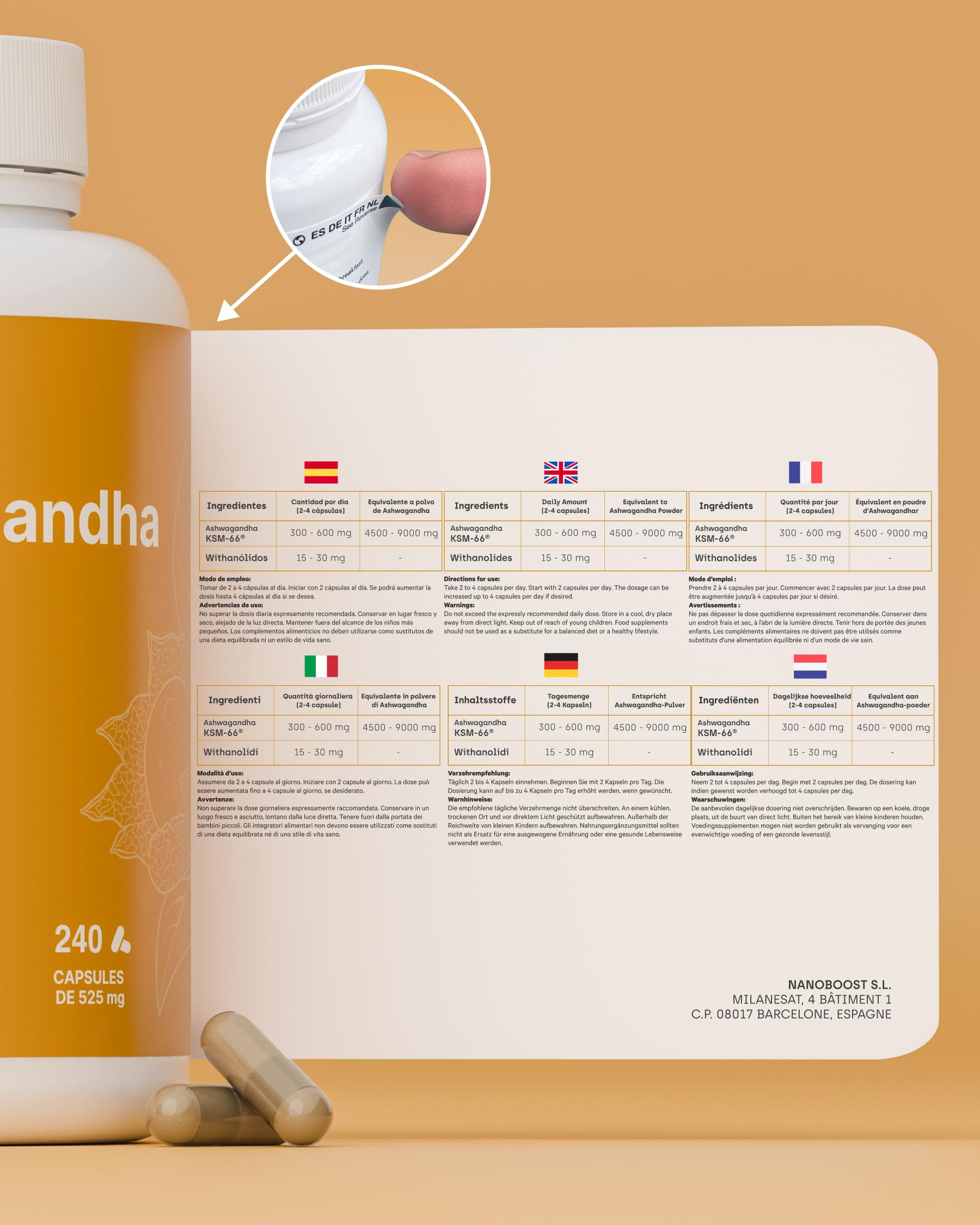 Ashwagandha KSM-66® 9000mg - 240 Gélules | Extra Fort 5% Withanolides | Anti Stress, Sommeil, Énergie | Longue Durée | Dosage Elevé: 600mg Extrait Concentré 15:1