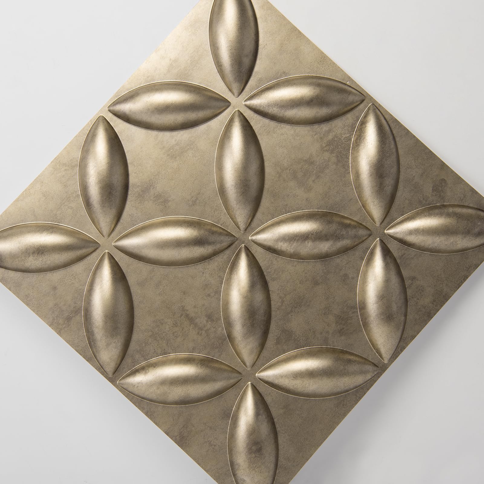 Art3d Texture 3D Wall Panels, PVC Wall Panels for Interior Wall Decor Pack of 12 Tiles 32 Sq Ft, Antique Gold, 19.7"x19.7"