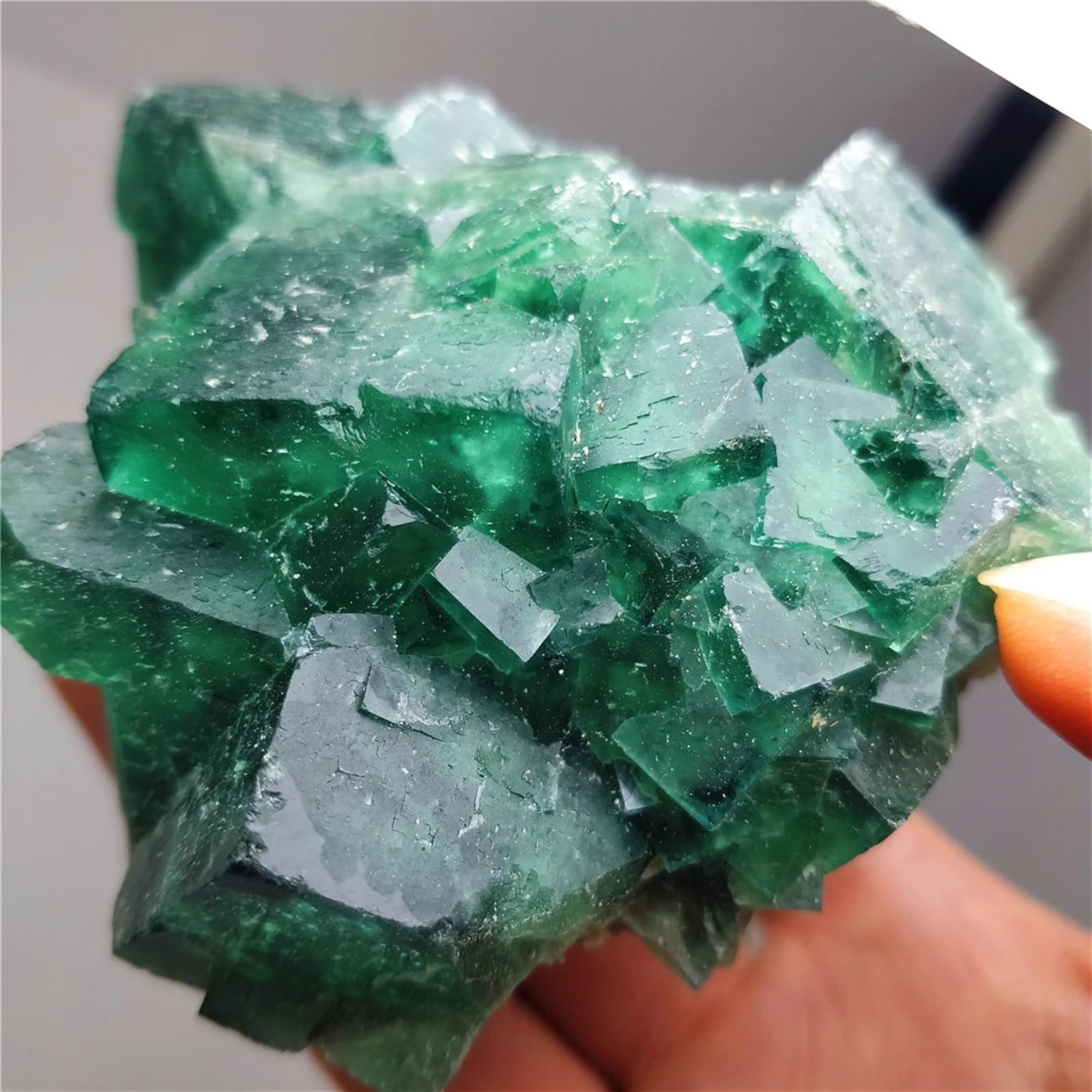 MDBJTCYZN Crystal Stone Unpolished Green Fluorite Rough Rock Oblique Cube Cluster Crystals Decor Ornaments (Size : 300g)