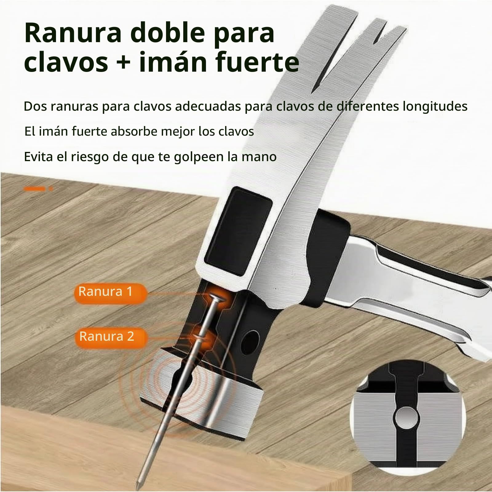 Martillo de Garra de Alta Resistencia, Martillo de Carpintero Profesional 40cm, Martillo Automático Magnético de Succión de Uñas 670g, Acero al Carbono, Agarre de Goma Antideslizante para Reparar
