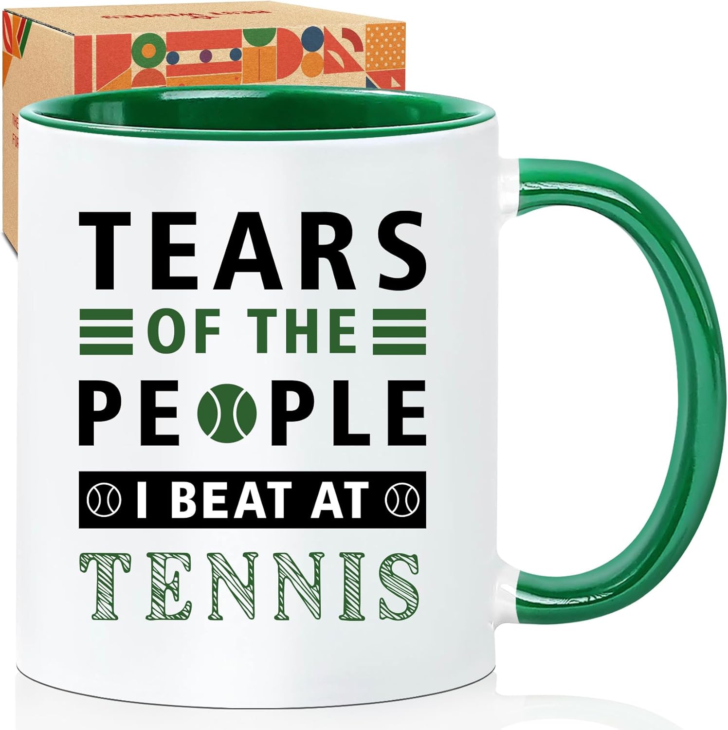 Funny Tennis Mug - Funny tennis Coffee Cup for Tennis Players & Fans, Novelty Gift for Men, Women, Coach, Dad, Mom, tears of People I Beat Humorous Design 11 Oz -31