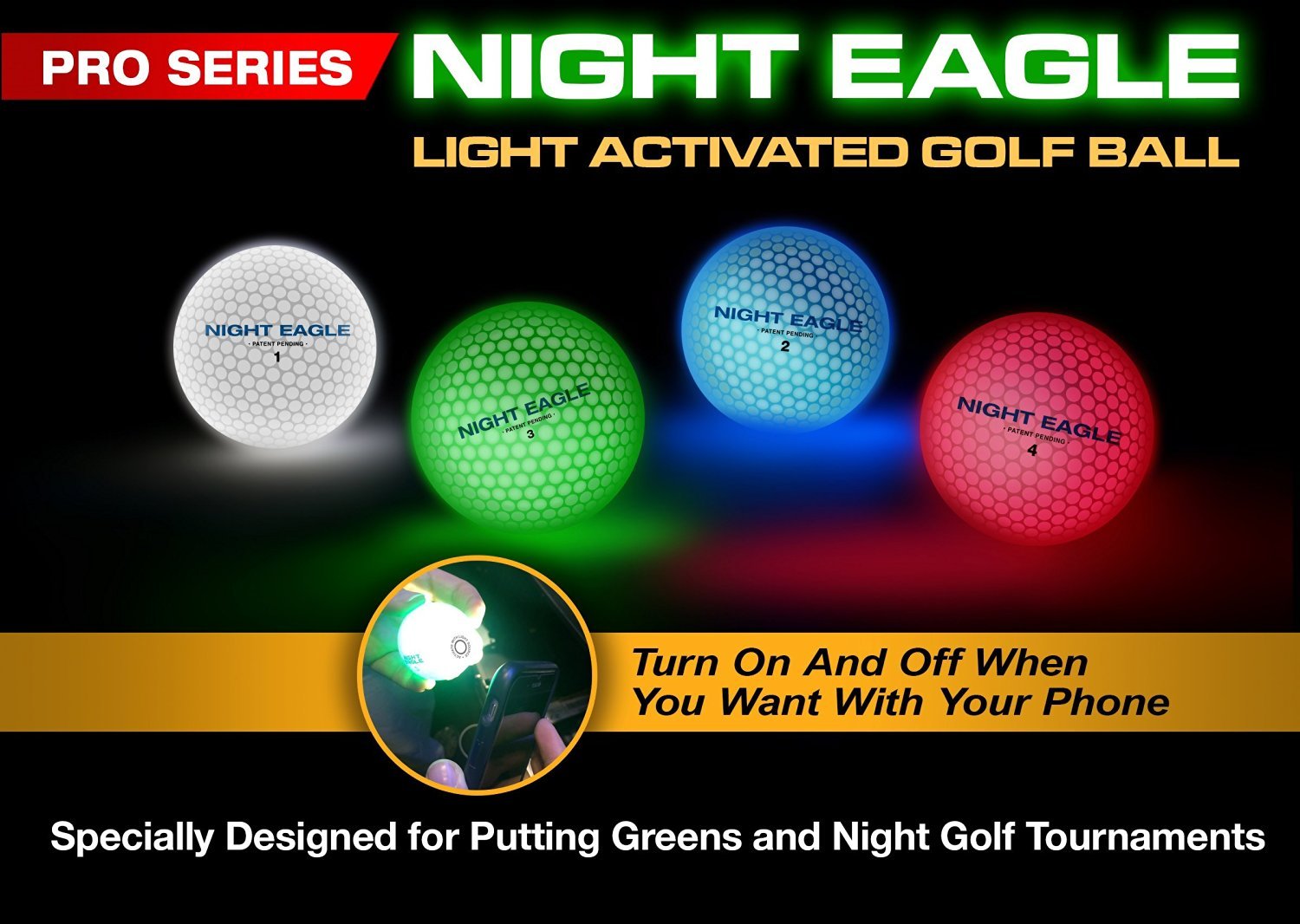 Night Eagle CV LED Golf Ball - 3 Pack