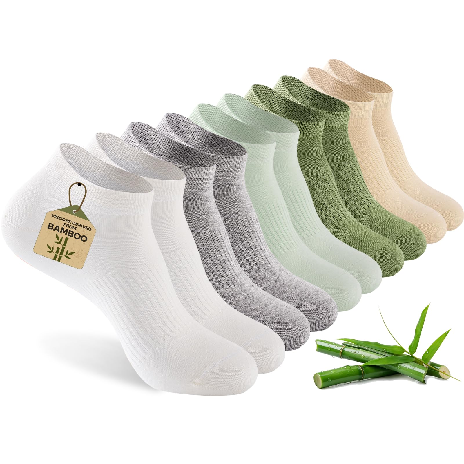 Ankle Socks Women, 5 Pairs Bamboo Low Cut Ladies Trainer Socks, Breathable Seamless Short Summer Thin Socks — view 8