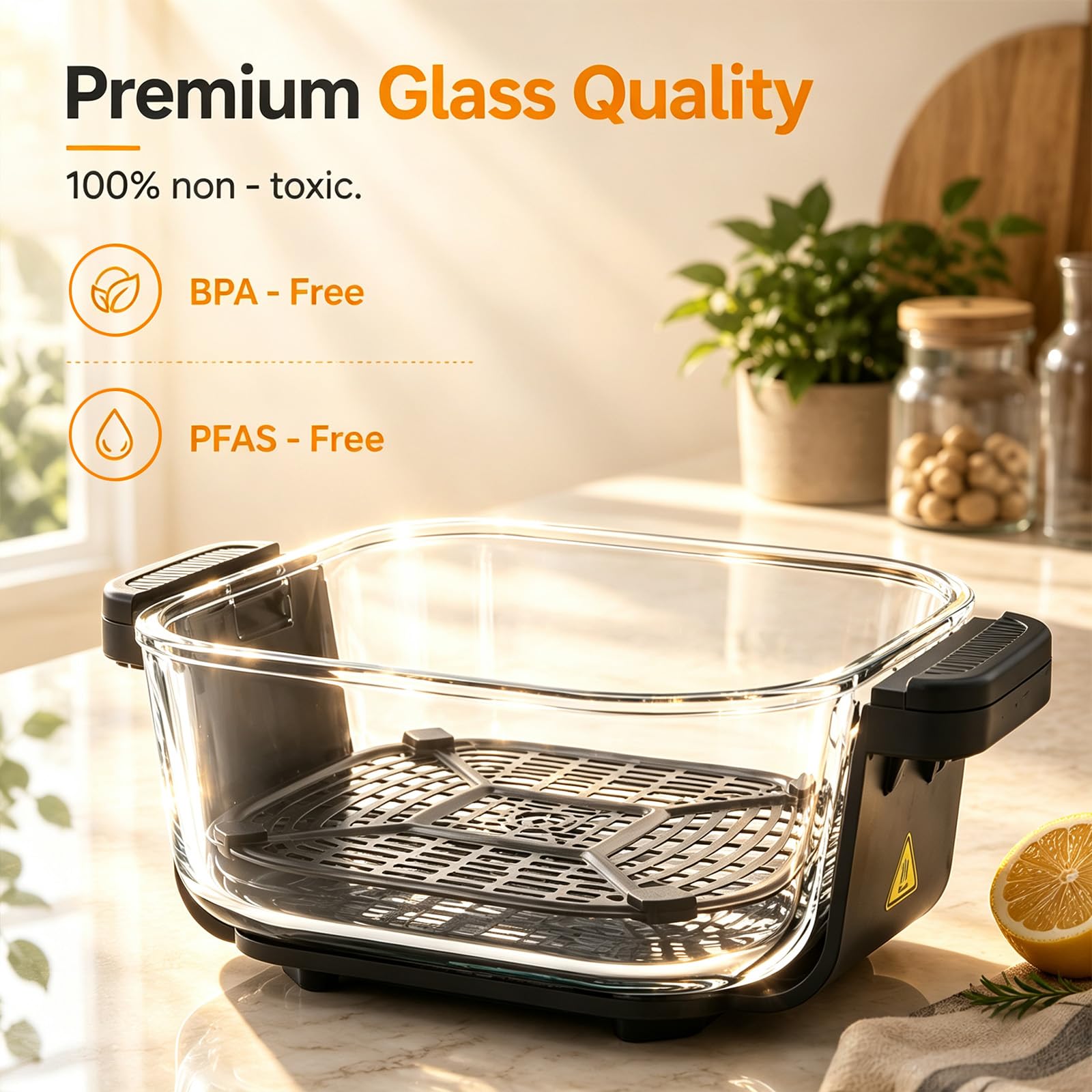 Tragbare Glas Heißluftfritteuse, 4 L/1,5 L zwei Größen, 1500W Air Fryer