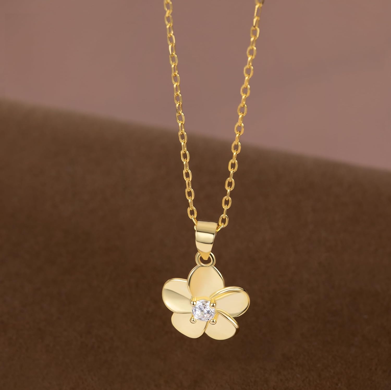 Reffeer Solid 925 Sterling Silver CZ Plumeria Flower Necklace Chain for Women Girls Flower Pendant Necklace Choker - Image 4