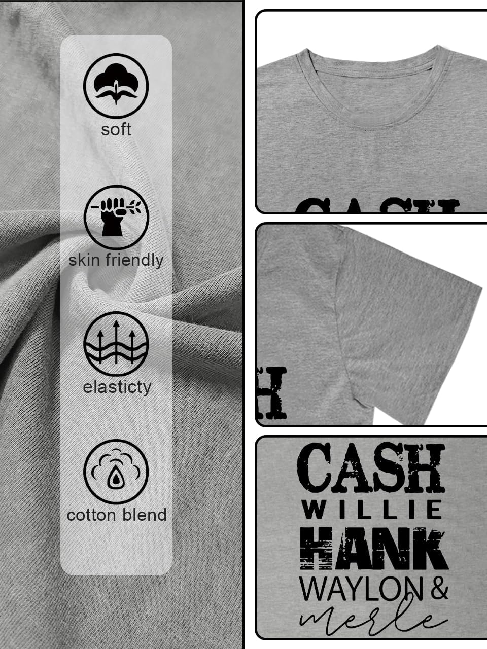 Women Rock Band T Shirt Vintage Country Music Shirt Concert Outfit Short Sleeve Tops - Image 6