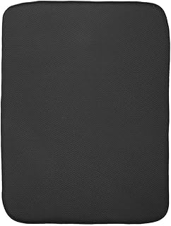 InterDesign iDry tapis de sechage rapide, très grand tapis égouttoir vaisselle en microfibres polyester, tapis évier épais, couleur Noir/Ivoire