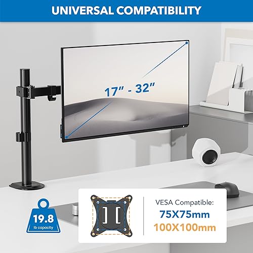 Miniatura 2 de Mount-It! Soporte de escritorio para dos monitores, soporte para pantallas de computadora LCD LED, atril con abrazadera con dos brazos articulables,