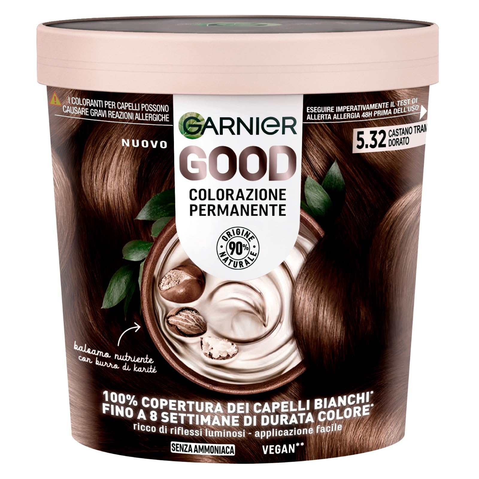 Garnier Good Coloración Permanente 5.32 Castaño Atardecer Dorado Tinte para Cabello Hasta 8 Semanas Color Brillante y Luminoso Cubre el 100% de Canas Fórmula Vegana sin Amoniaco - 3 Paquetes