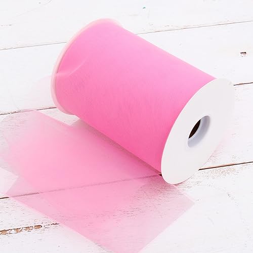 Threadart Mega rollo de tul suave de alta calidad, tela de 6 x 100 yardas, para bodas, fiestas, disfraces y decoración, color rosa intenso