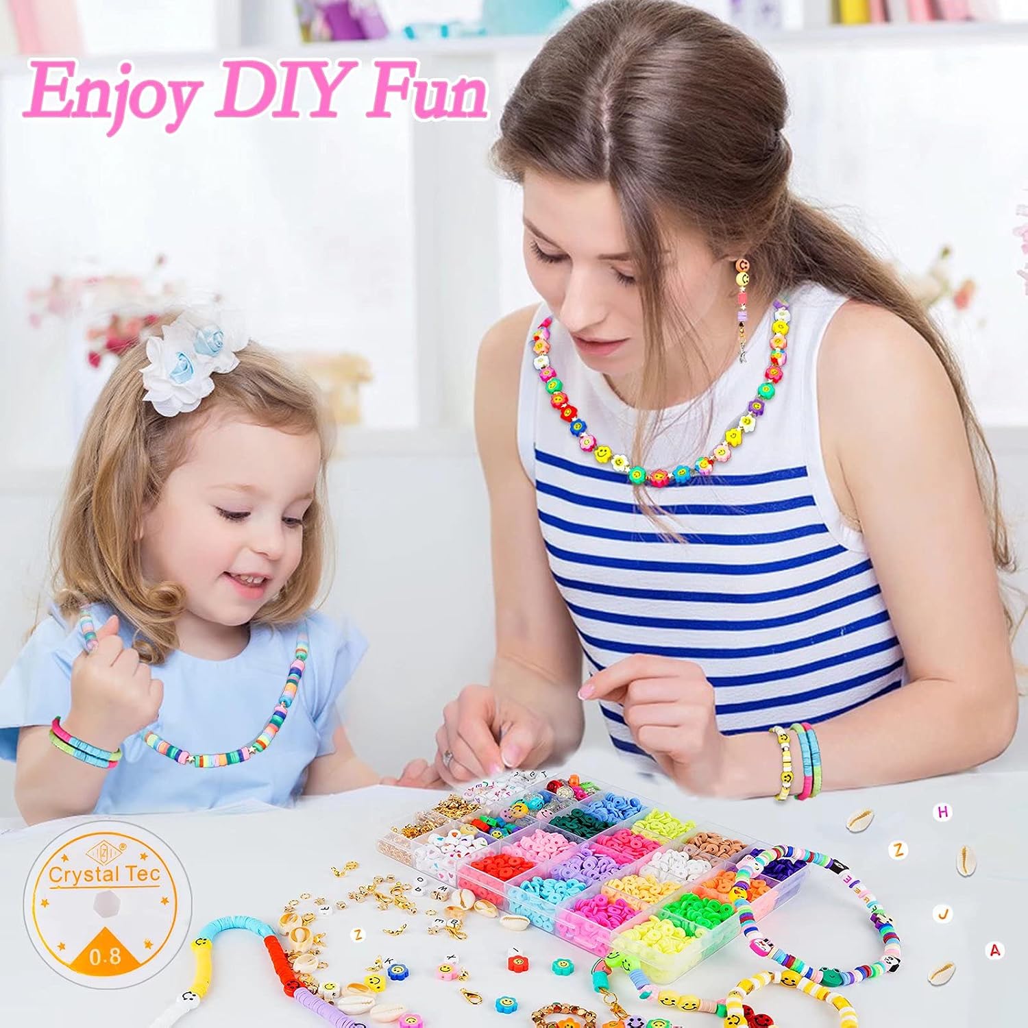 4600Pcs Polymer Clay Beads for Bracelets Making Kit Crafts for Girls Ages 8-12 Beads for Jewelry Making with Charms Kit Smiley Face Beads Toys for Girls 8-10 Birthday Gifts for 4 5 6 7 Years Old Girls