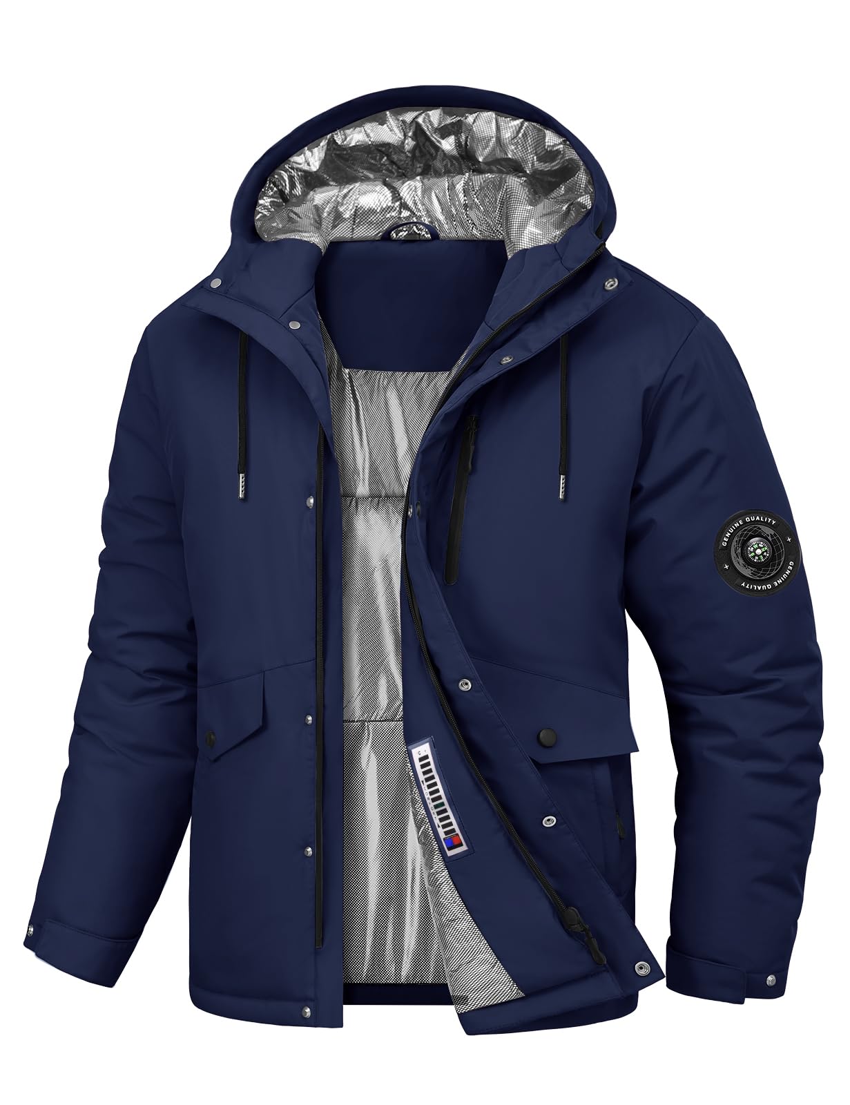 TOMEEK Manteau Homme Veste Ski Imperméable Coupe Vent Hiver Chaud Blousons Homme de Combinaisons de Ski Mesure la Température Possible Avec Capuche et Boussole