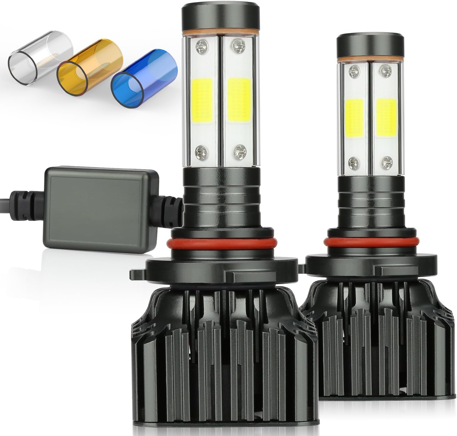 9005 HB3 Led Headlight Bulbs 100W 12000 Lumens High Beam, Drl Lighting Lamps 200% Brighter Car Light Replacements Conversion Kits 3000K Yellow 6000K White 8000K Blue