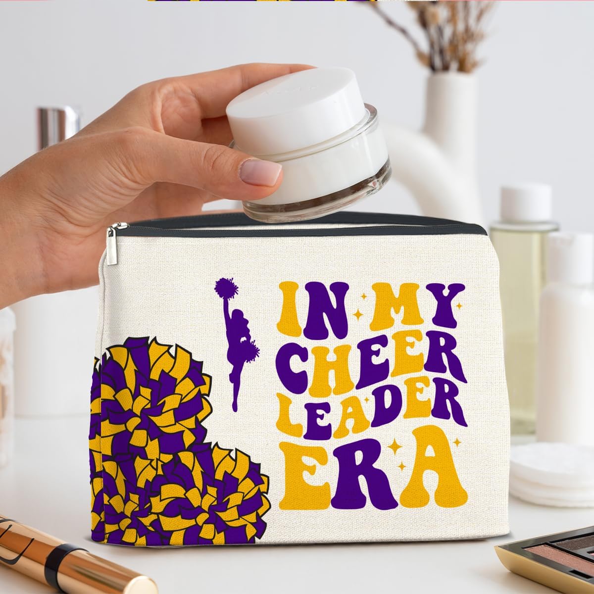 Cheerleader Gifts Makeup Bag for Women Girls, in My Cheer Leader Era Cosmetic Pouch Bags Cheerleading Gifts for Cheerleaders - Image 6