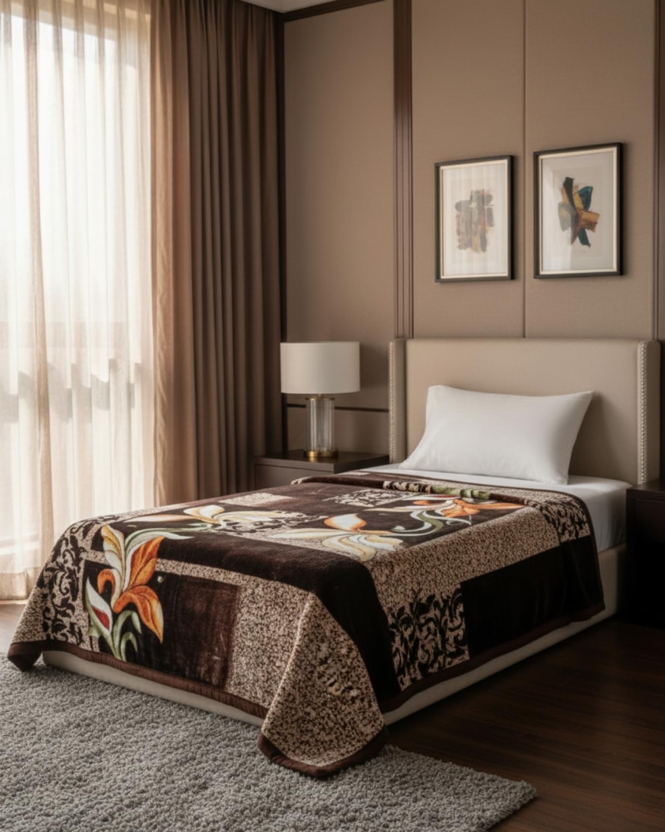 Signature Blanket Single Bed Mink Blanket Single Ply for Extreme Winters (Cinnamon Brown, skin friendly, Pack of 1)