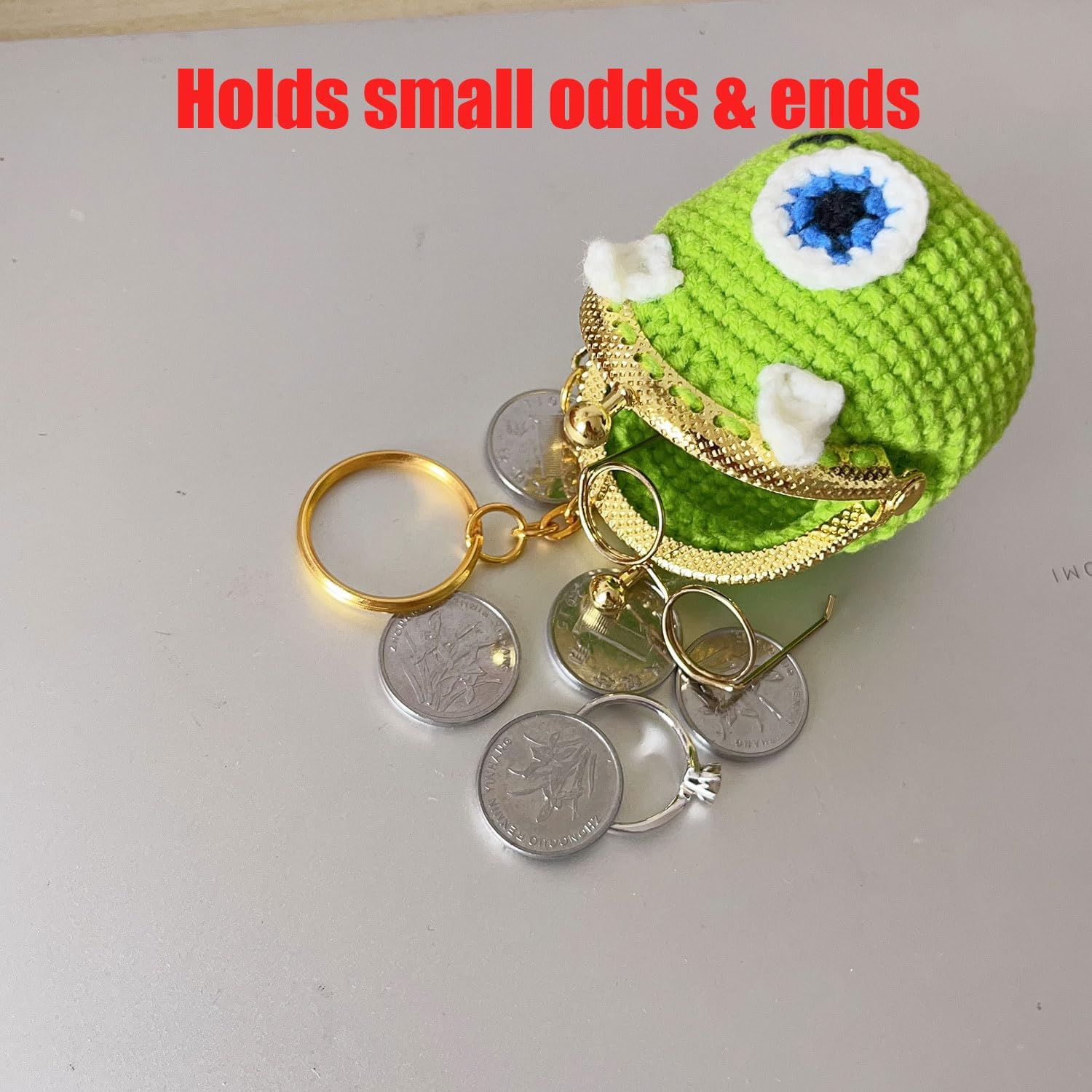 Crochet Sheep Wallet Mini Wallet USB Flash Drive Backpack Keychain Decoration Handmade Crochet Gifts for The Ladies & Girls (Big Eyes Coin Purse)