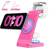 Vista 8 de Estación de carga rápida inalámbrica Mag-Safe 2026, cargador magnético 3 en 1 con luz para iPhone 17 16 15 14 13 12 Pro Max Plus, Apple Watch Series