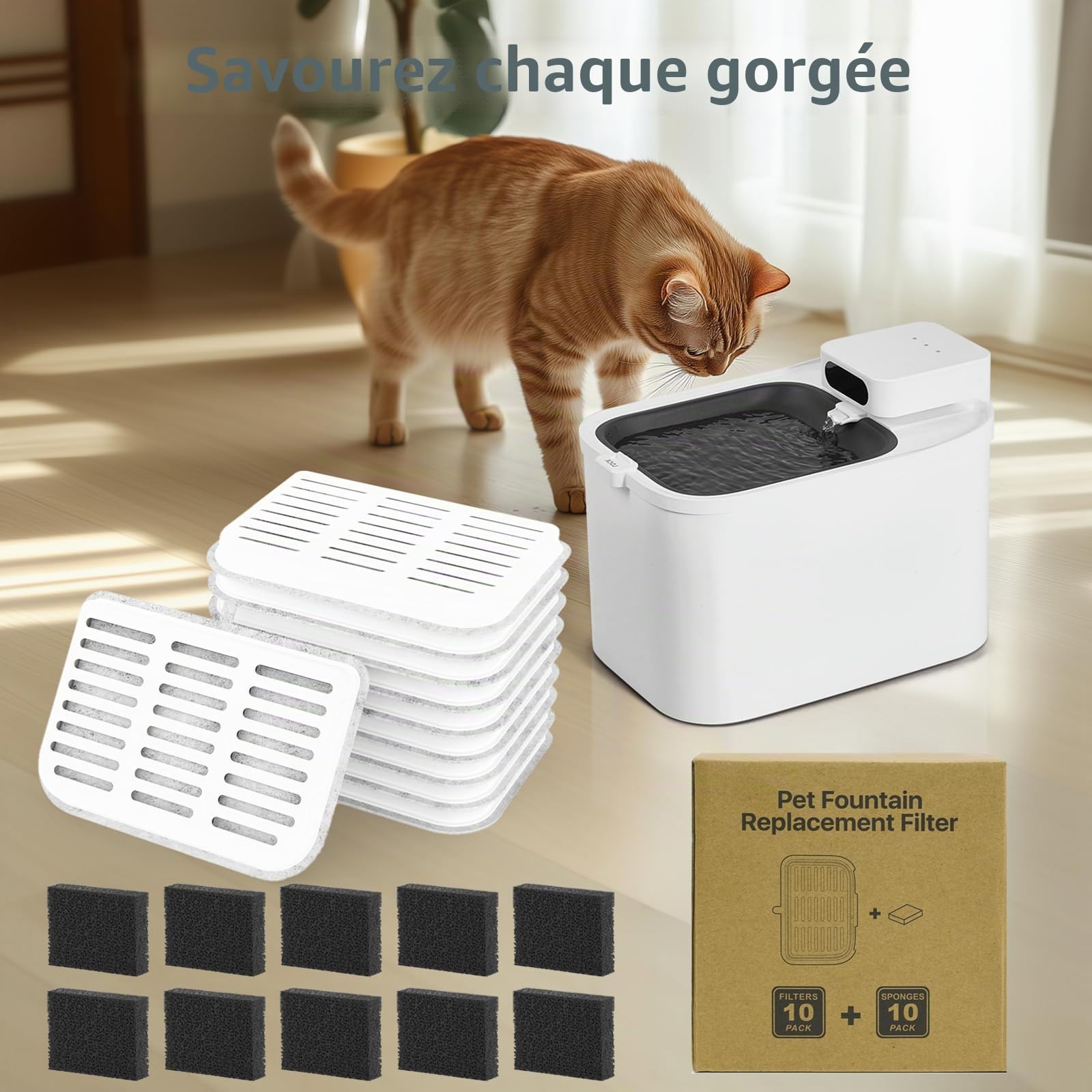 Lot de 10 filtres à eau pour fontaine à eau Eversweet Max Pet Water Fountain