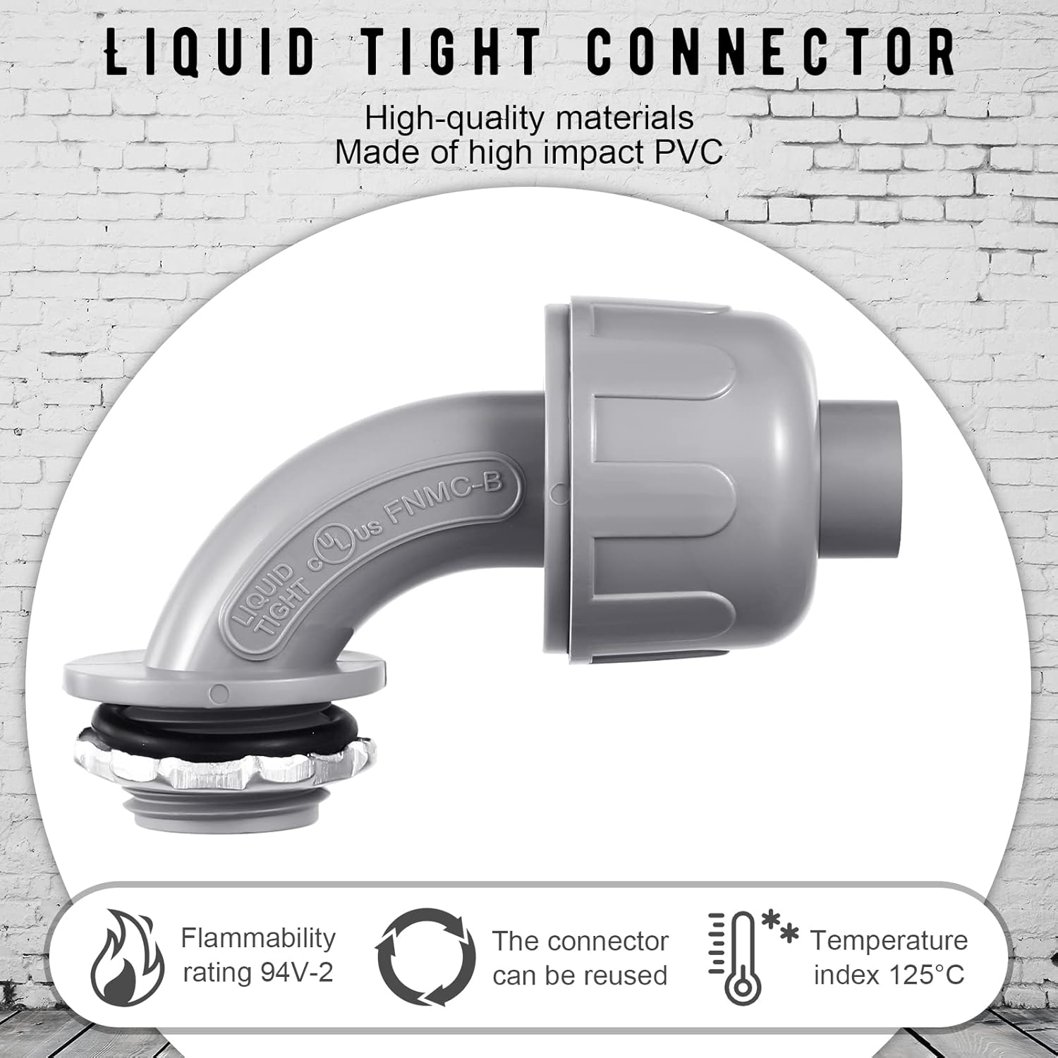 Liquid Tight Connector Flexible Non Metallic Electrical Conduit Connector Fitting 90 Degree Electrical PVC Conduit Fittings for Home Kitchen Bathroom Tube Tool Supplies (24 Pieces, 1/2 Inch)