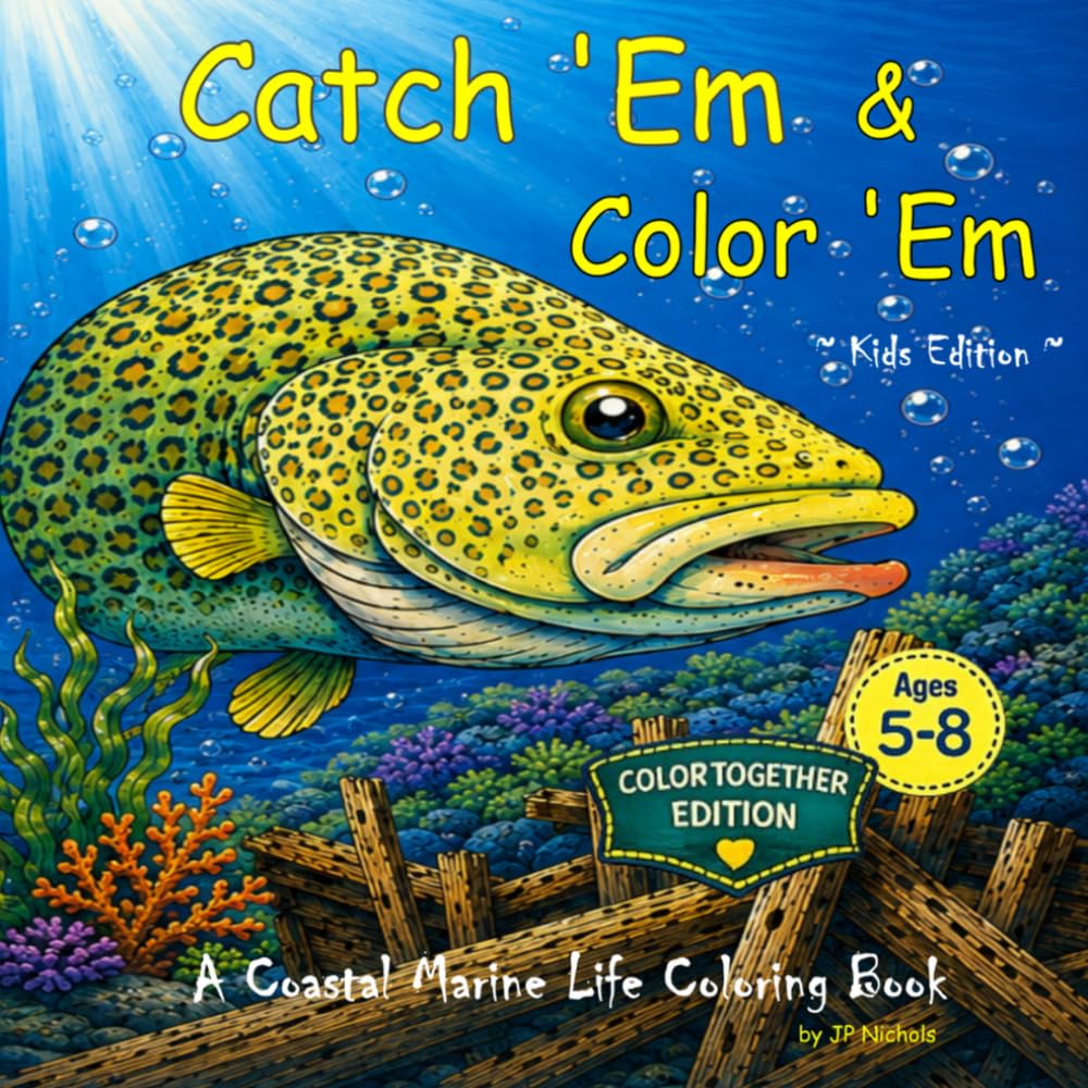 Catch 'Em & Color 'Em - Kids Edition: A Coastal Marine Life Coloring Book for Kids