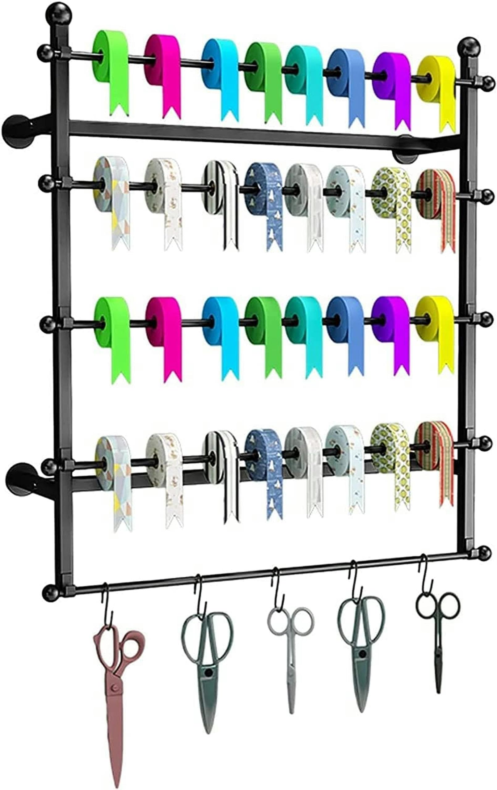 Support de rangement pour papier emballage avec 5 barres rotatives amovibles