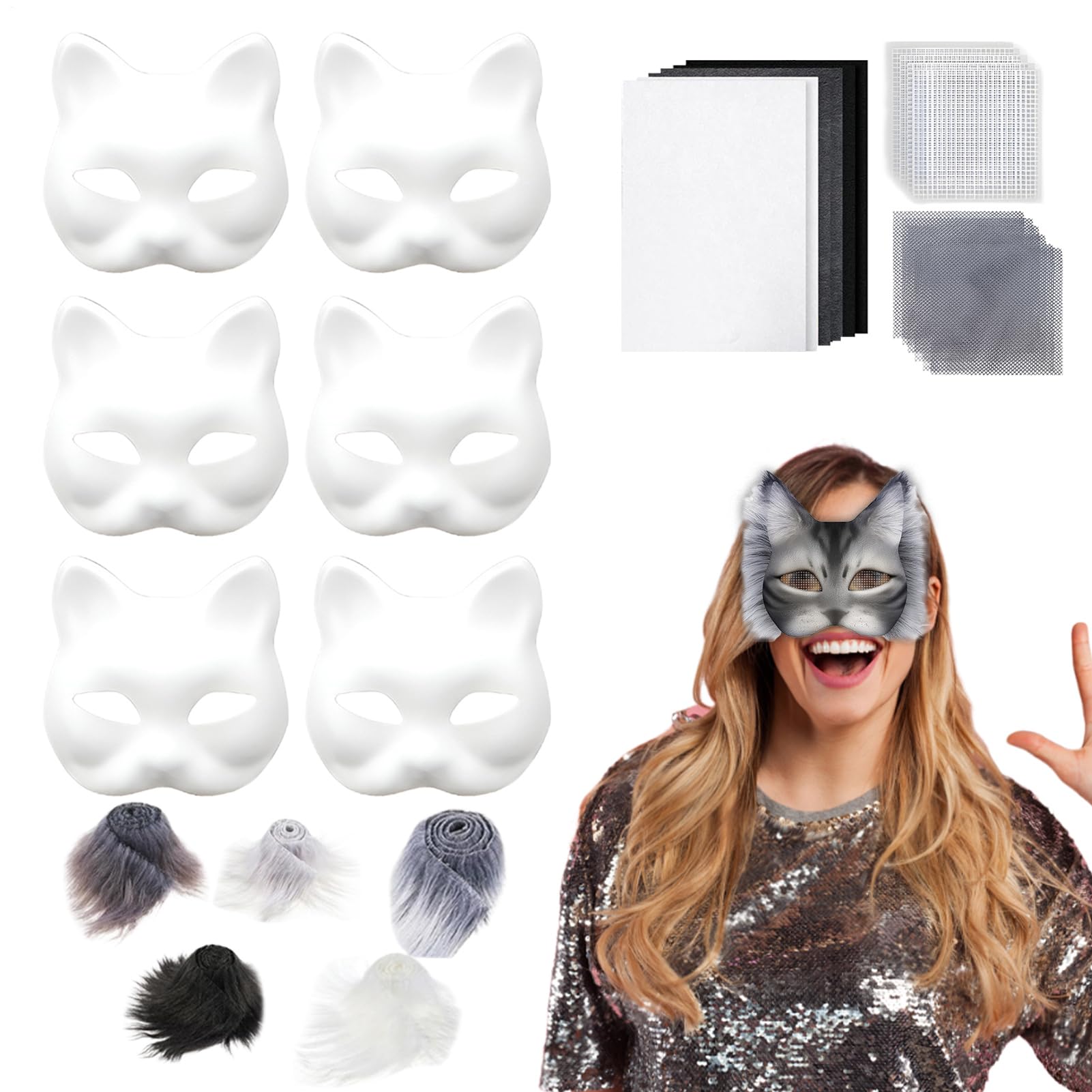 Masque facial de chat DIY pour Halloween et théâtre - 8