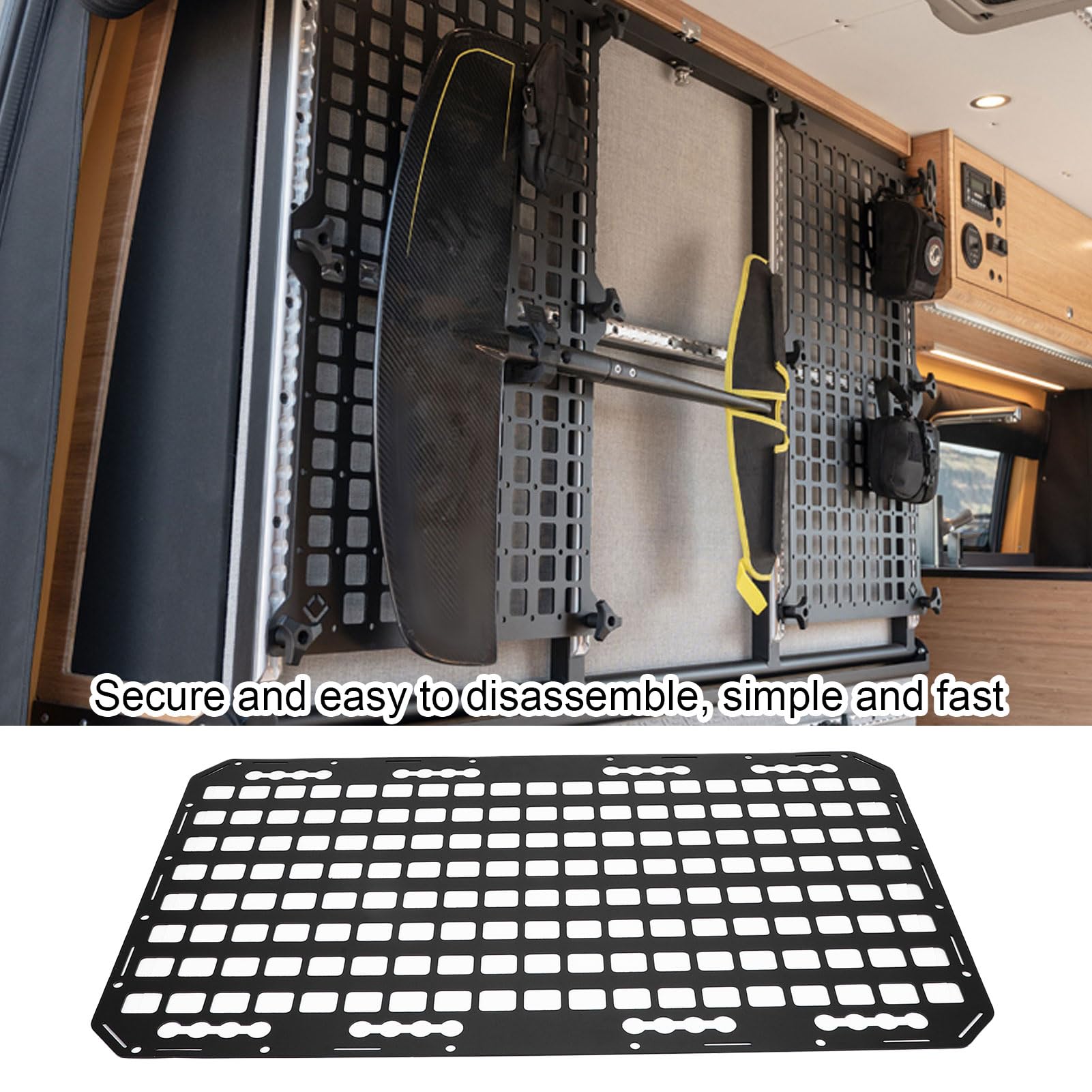 Panneau Molle pour Lit de Camion, Panneau de Rangement Robuste en Alliage D'aluminium avec Rail en L pour Une Organisation Modulaire, Compatible avec Les Berlines, SUV, Pickups,