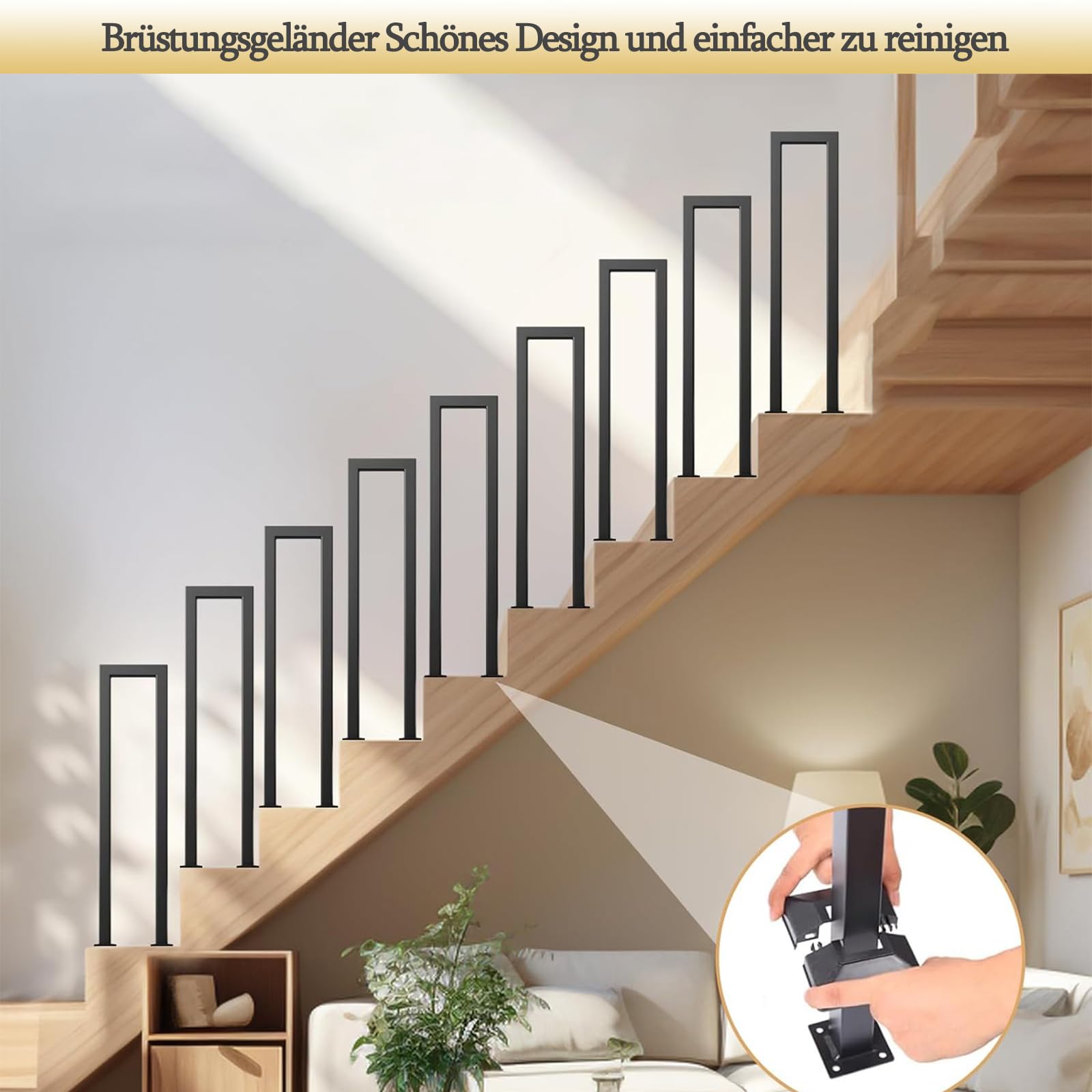 Poręcz schodowa do wnętrz, poręcz schodowa w kształcie litery U, opcjonalna wysokość 35-110 cm, poręcz schodowa na zewnątrz, poręcze do schodów zewnętrznych, na schody, do ogrodu, wejścia do domu