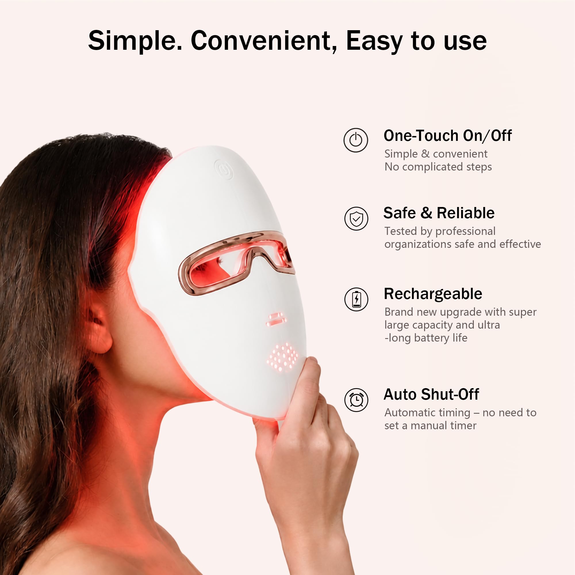 Red Light Therapy Mask for Face, 850nmNIR Treats Acne & Wrinkles