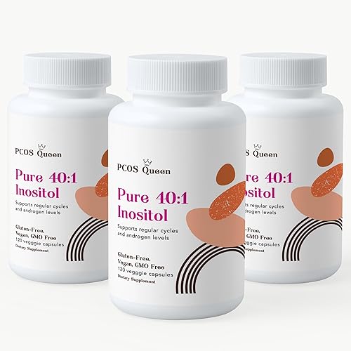 Period Pure 401 Inositol - Suplemento Myo + D-Chiro Inositol - para mujeres con necesidades de fertilidad, piel y ciclo menstrual - 3 botellas