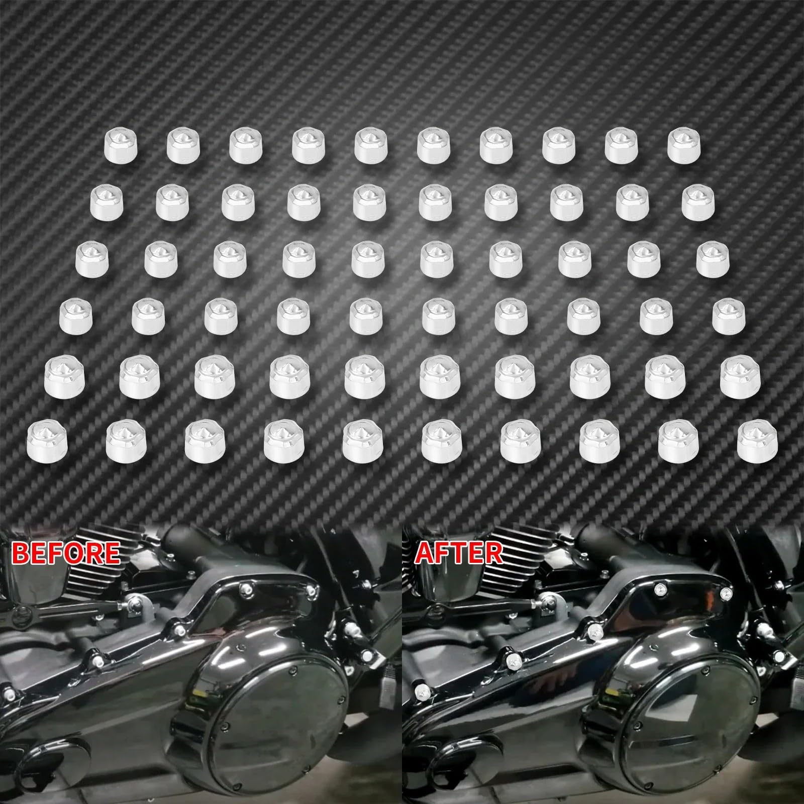 Coperchio Laterale Batteria Misura Per Harley Touring Road Street Glide FLHR Softail Fat Boy FLS 2018-Up Motore Del Motociclo Bulloni Tappi di Protezione Della Copertura(Black Bolt Cap)