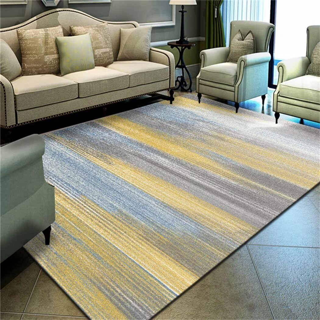 Grand tapis jaune salon pour illuminer votre intérieur