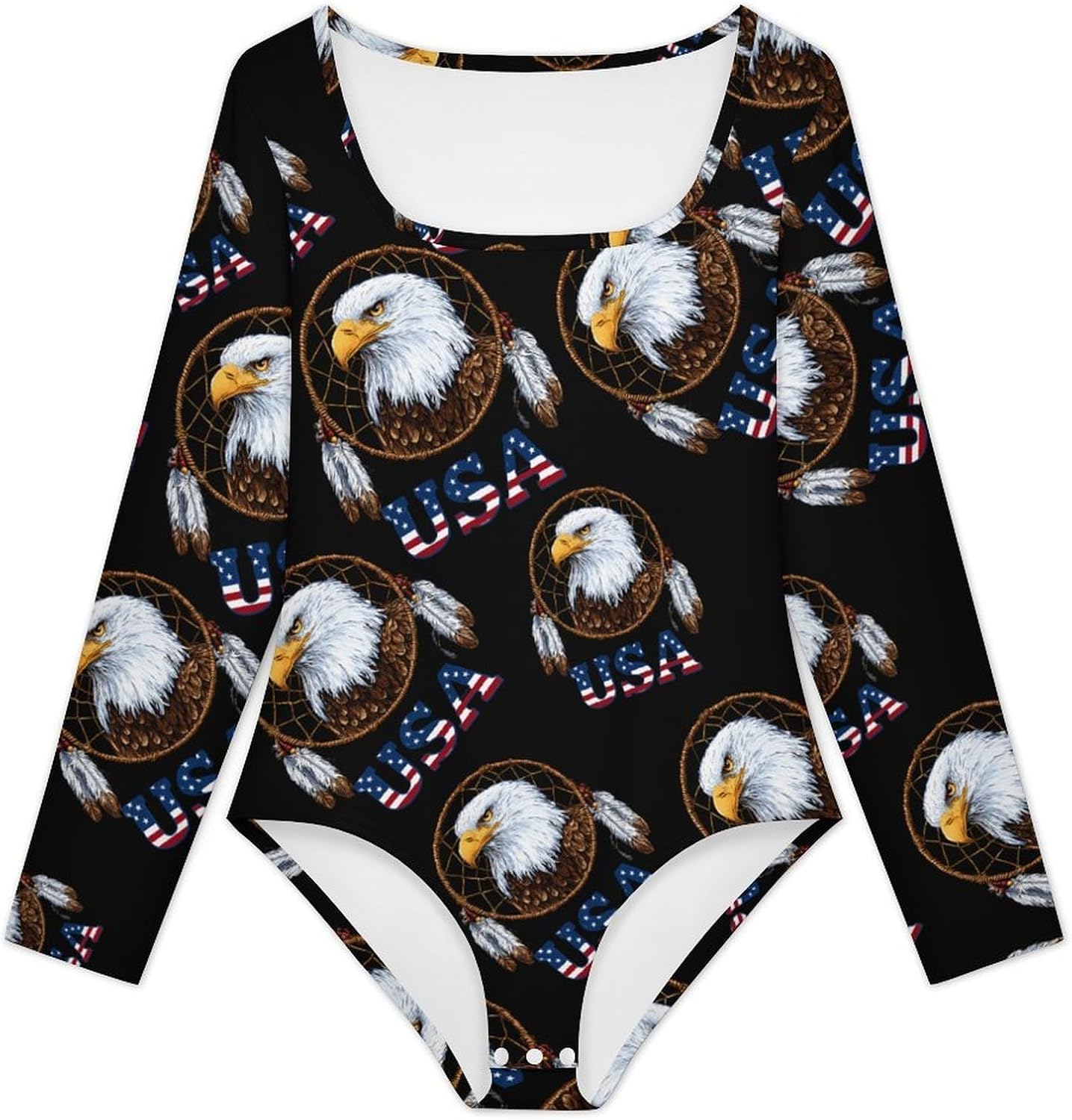 Bald Ea-gles Dreamcatcher USA Women's Bodysuits Long Sleeve Top 5XL